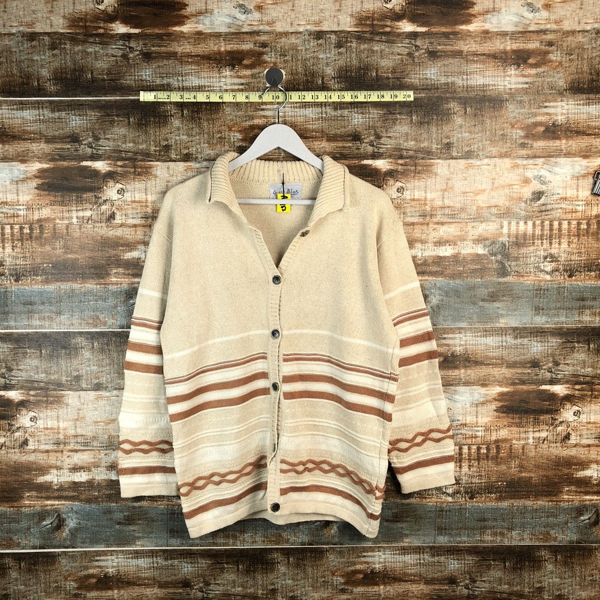Japanese Brand Gispy Blue Cream Cardigan vintage Knitwear #A1952 Size US M / EU 48-50 / 2 - 1 Thumbnail
