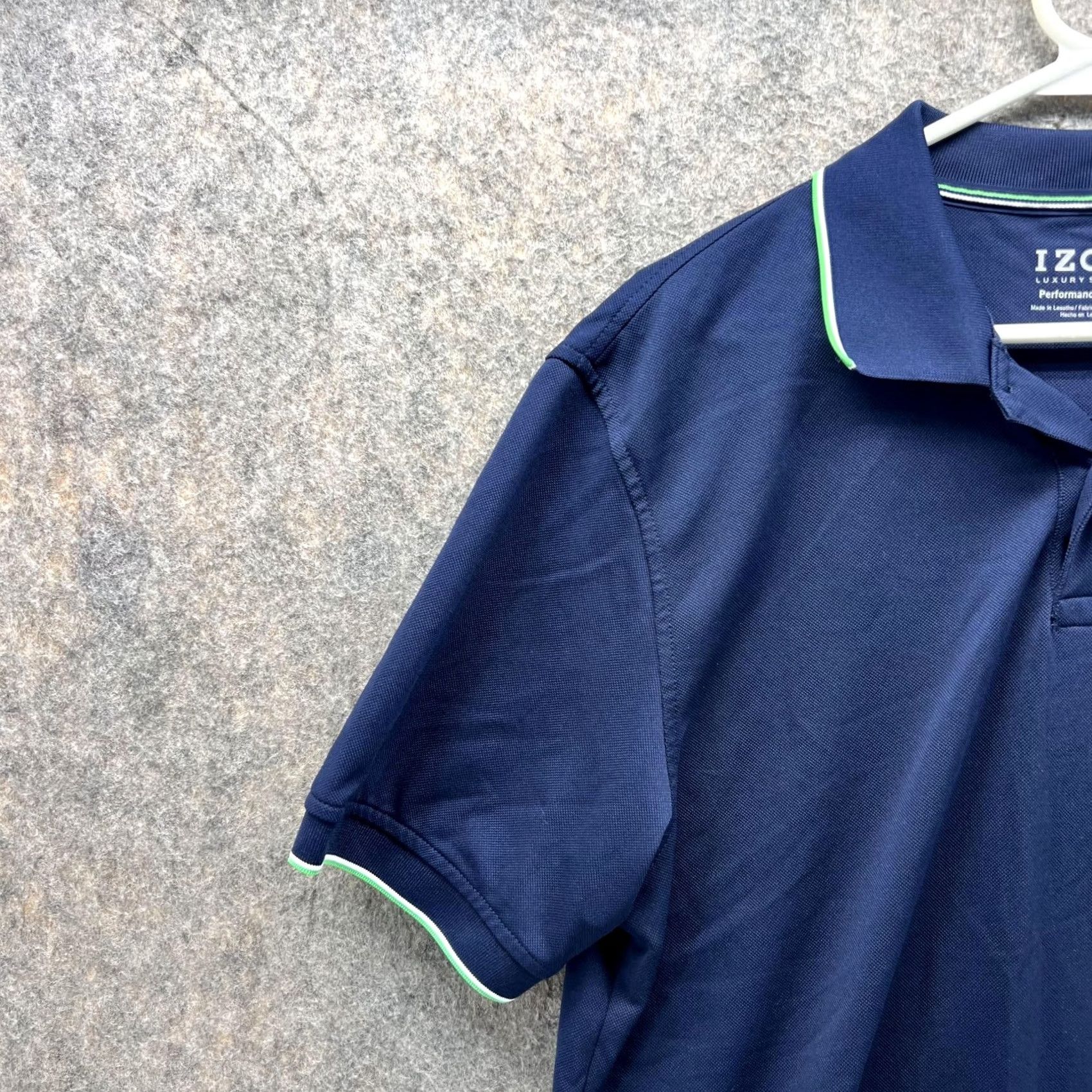 Izod IZOD Polo Shirt Men Medium Adult Blue Navy Performance Luxury Sport Polyester Shirt Short Sleeve Chest 40 Regular Fit Size US M / EU 48-50 / 2 - 3 Thumbnail