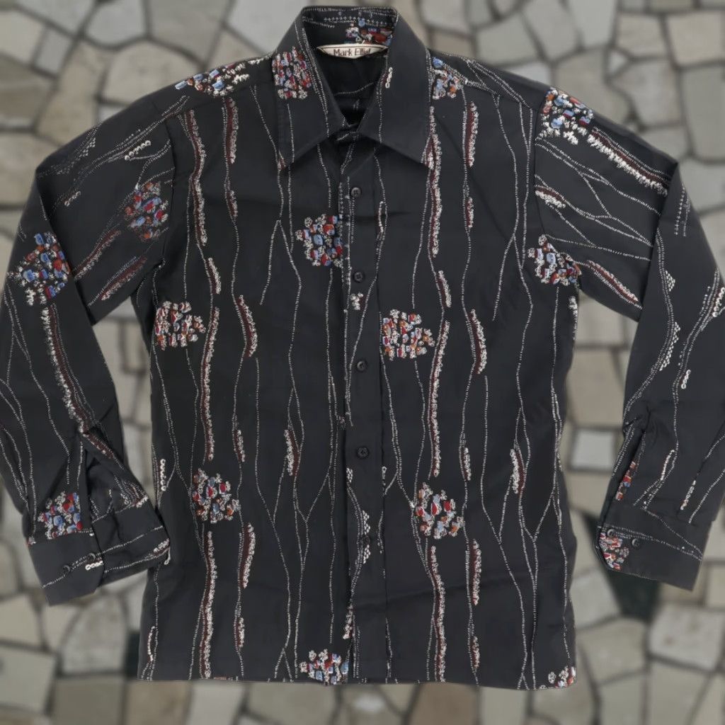 Vintage VTG Mark Elliot Couture Sport All Over Print Long Sleeve Button Up Shirt Black Men's L Size US L / EU 52-54 / 3 - 1 Thumbnail