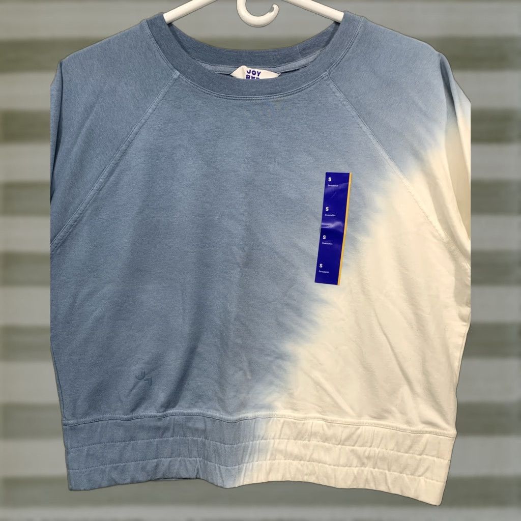 Vintage Joy Lab Women's Cropped Sweatshirt Blue & Cream Logo Activewear Small NWT Shirts? Size S / US 4 / IT 40 - 1 Thumbnail