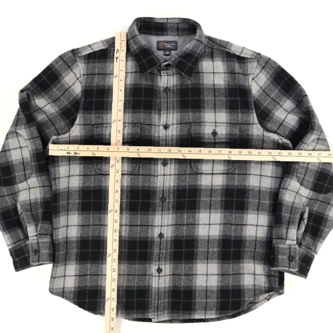 Vintage Wallin & Bros Heavy Wool Flannel Plaid Long Sleeve Button Up Shirt Gray Men L Size US L / EU 52-54 / 3 - 3 Thumbnail