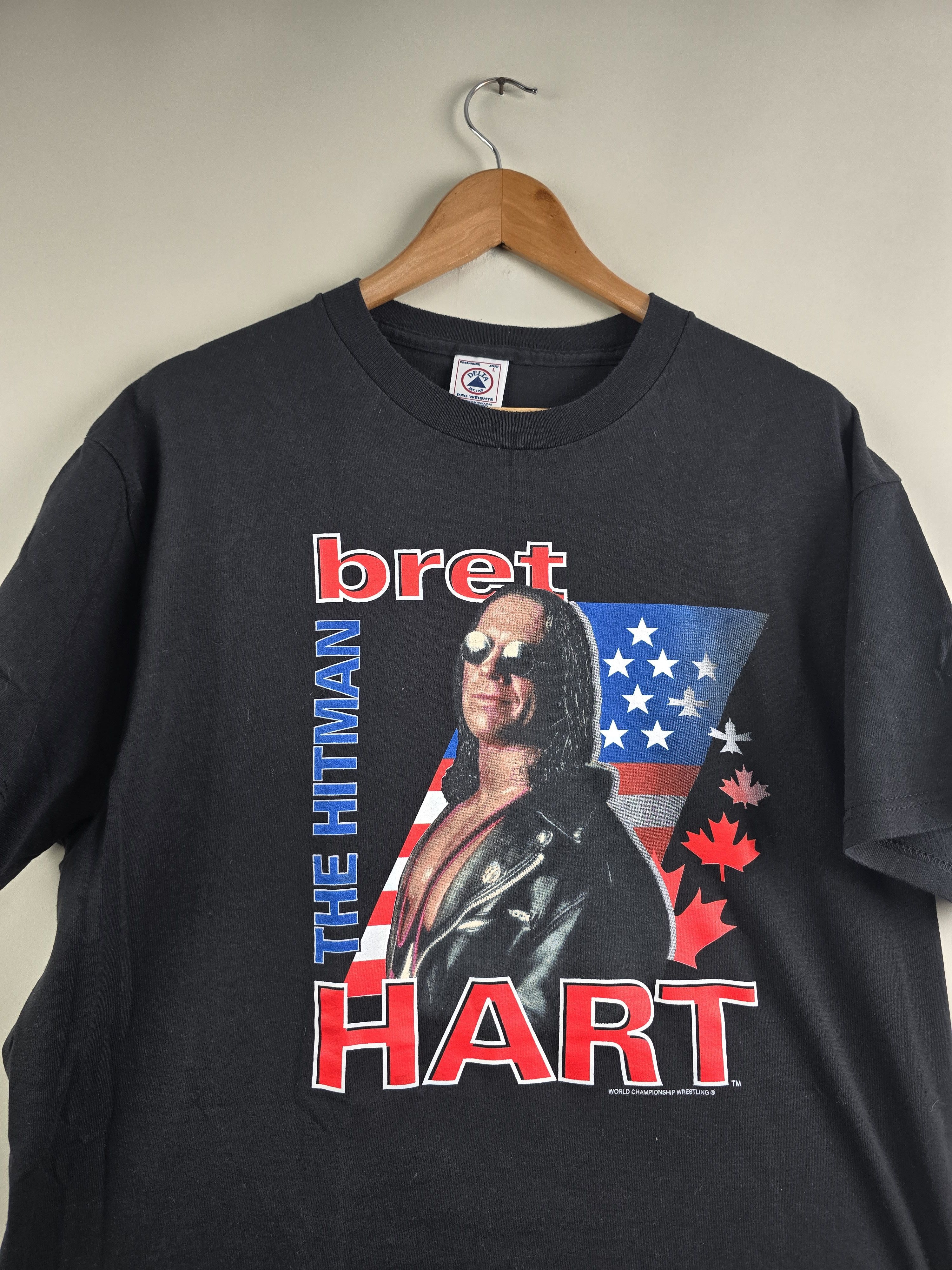 Vintage × WWE × WWF 90s WWE Bret Hart The Hitman Wrestling Tee L 22" 31" Size US L / EU 52-54 / 3 - 2 Thumbnail