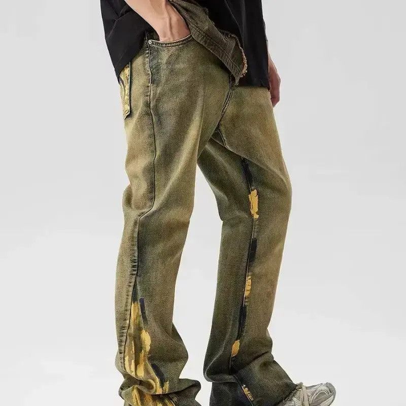 Japanese Brand Retro loose straight leg spliced jeans Size US 32 / EU 48 - 6 Thumbnail