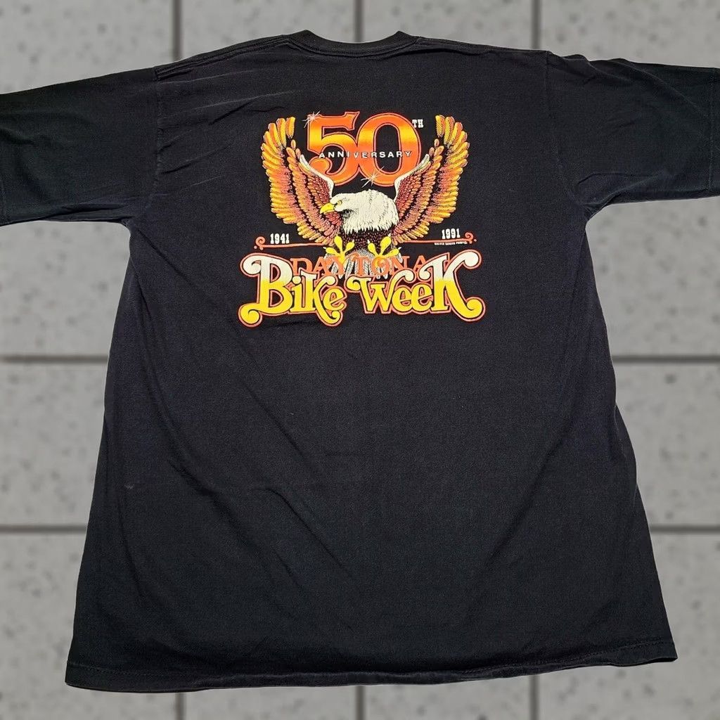 Vintage VINTAGE 1991 Bike Week Daytona Beach Florida USA Eagle Motorcycle Men Large Shirt Size US L / EU 52-54 / 3 - 1 Thumbnail