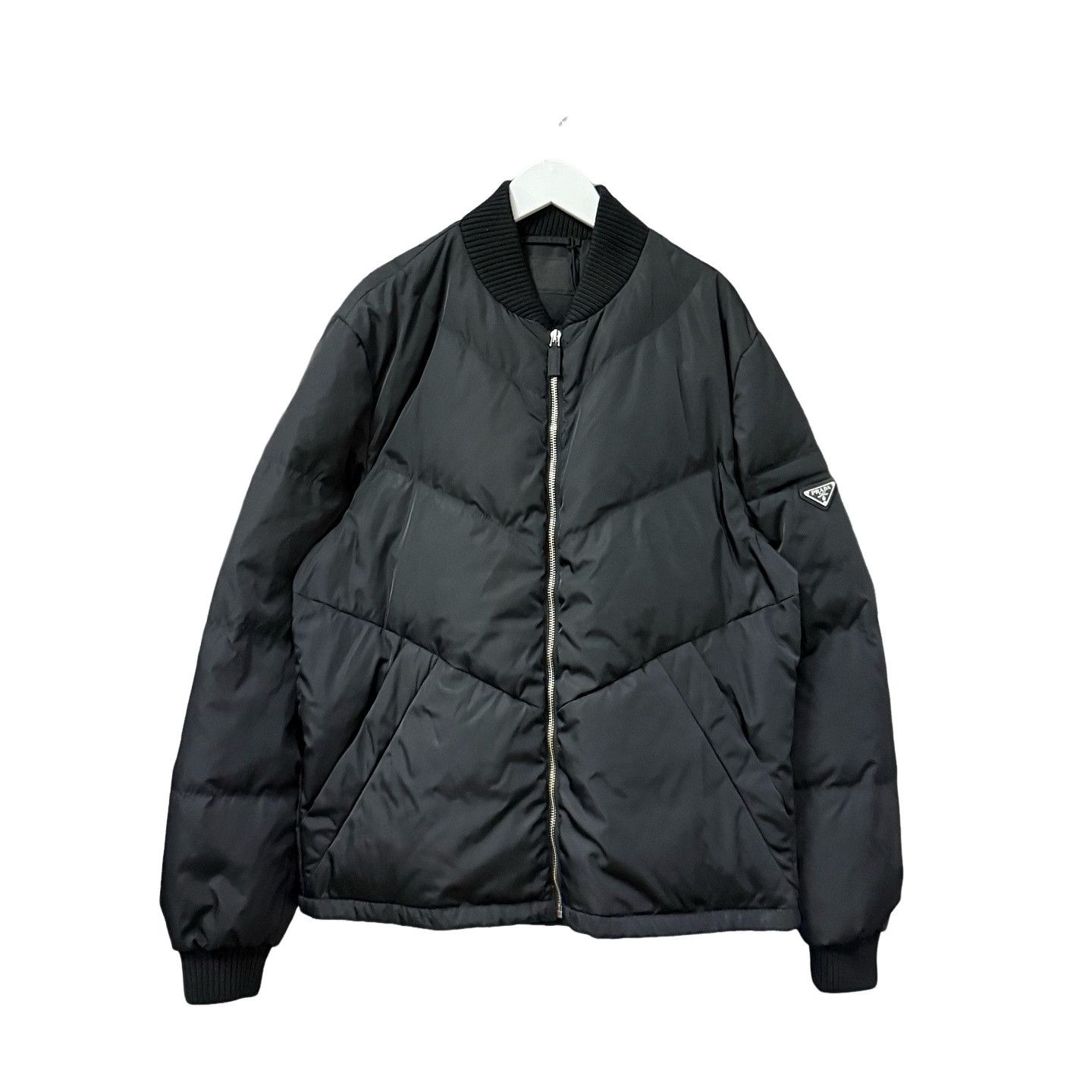 Prada × Vintage Prada Shearling Collar Nylon Cropped Bomber Jacket