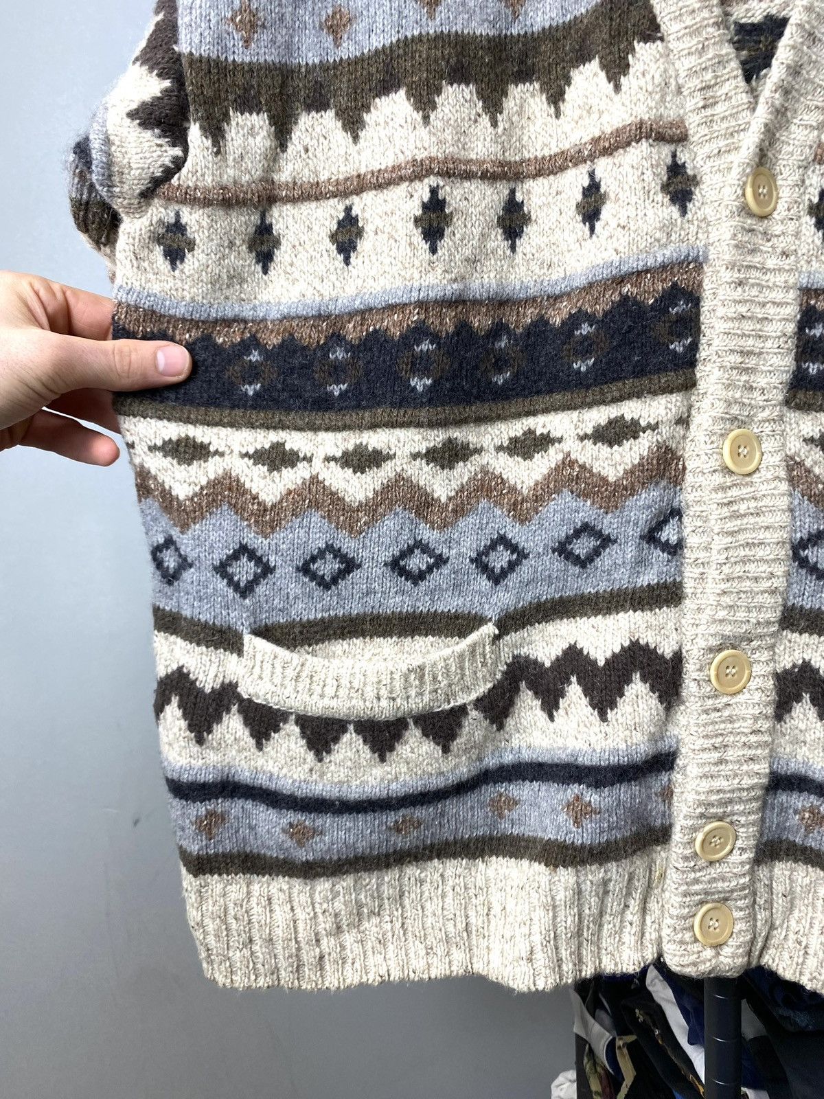 Vintage Rare! Vintage 80’s Knit Pattern Cardigan Sweater Travis Size US M / EU 48-50 / 2 - 6 Thumbnail