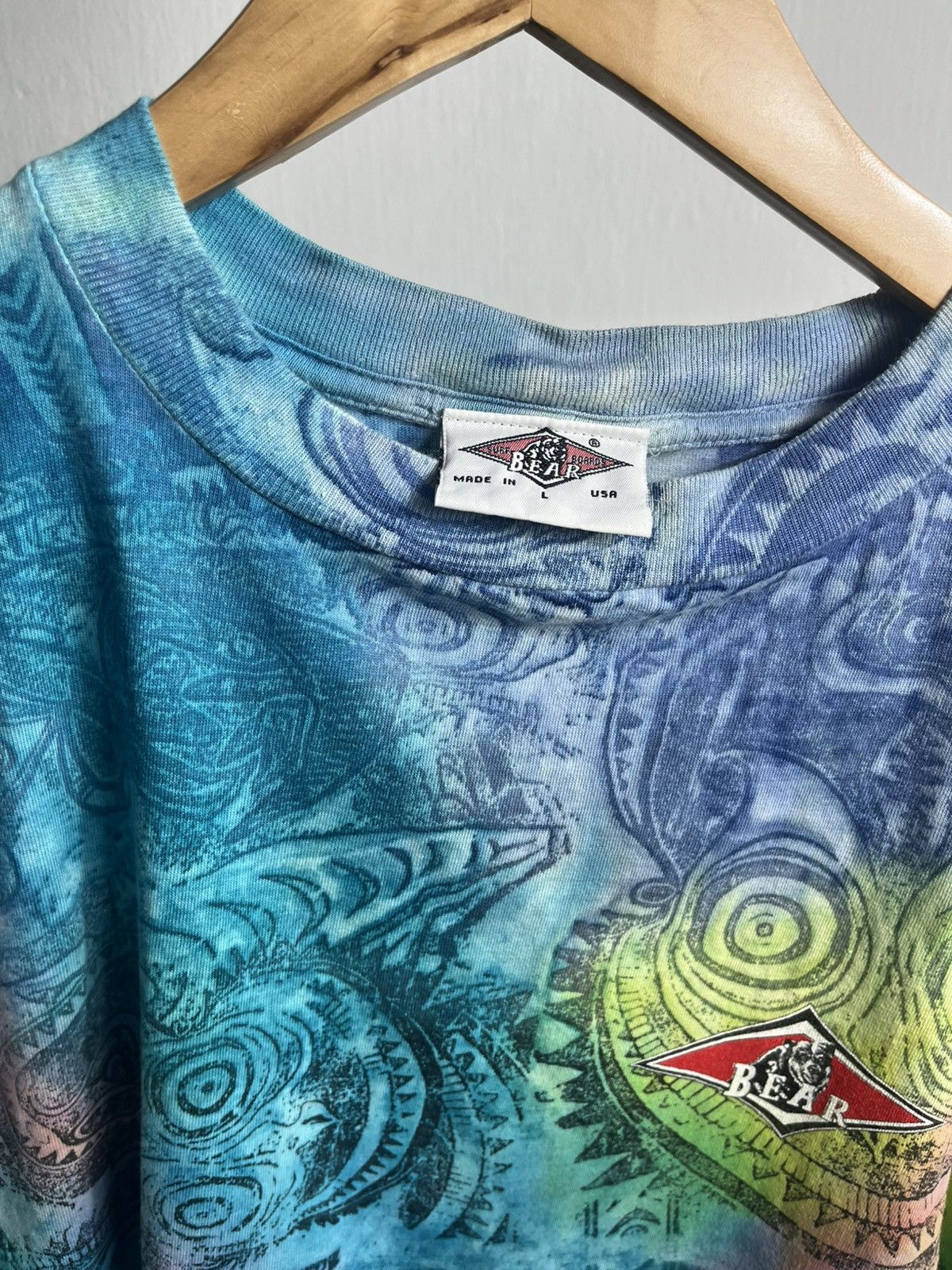 Vintage Vintage✅ Tie-Dye Bear Surf Rasta Size US L / EU 52-54 / 3 - 3 Thumbnail