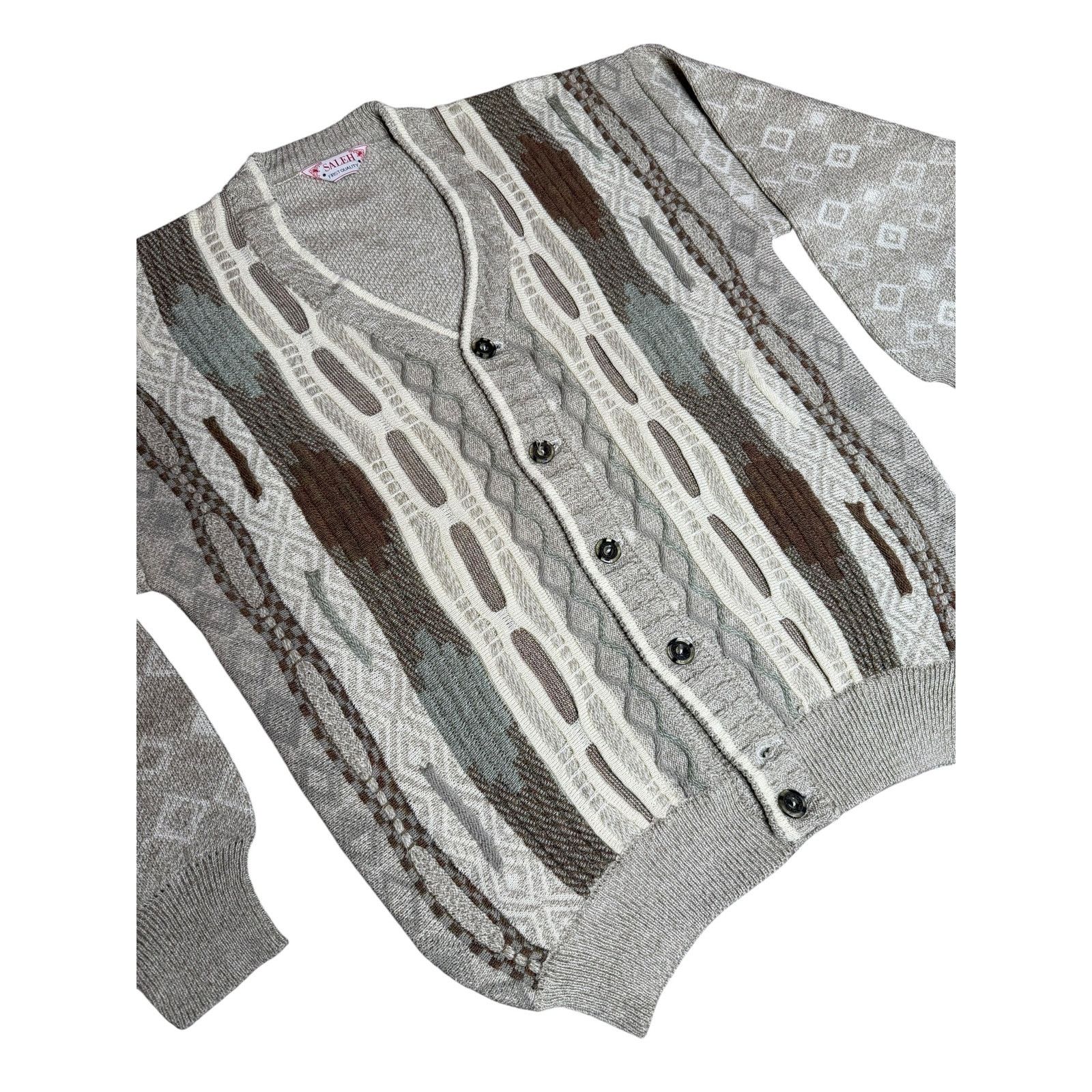 Coogi × Vintage Vintage 90s Coogi Style Knit Cardigan Sweater Size US L / EU 52-54 / 3 - 3 Thumbnail