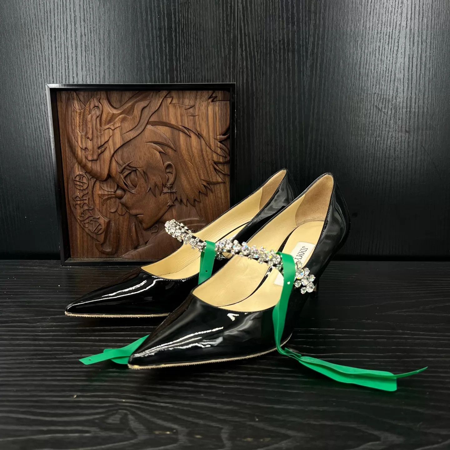 Jimmy Choo Jimmy Choo Bing Black Crystal Patent Leather Heels 37 new Size US 6.5 / IT 36.5 - 1 Thumbnail