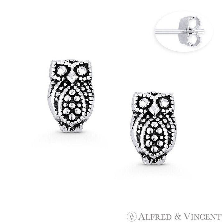 Other Perched Owl Charm Stud Earrings in .925 Sterling Silver Size ONE SIZE - 1 Preview