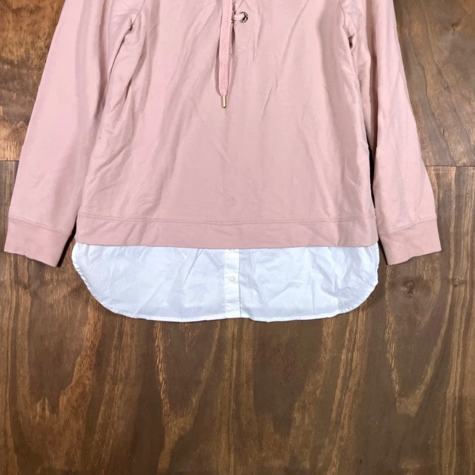 Calvin Klein Calvin Klein Womens Shirt Pink Gold Lace Up Front Long Sleeve Stretch Medium Blouse Women Casual Workwear 2020s Size M / US 6-8 / IT 42-44 - 3 Thumbnail