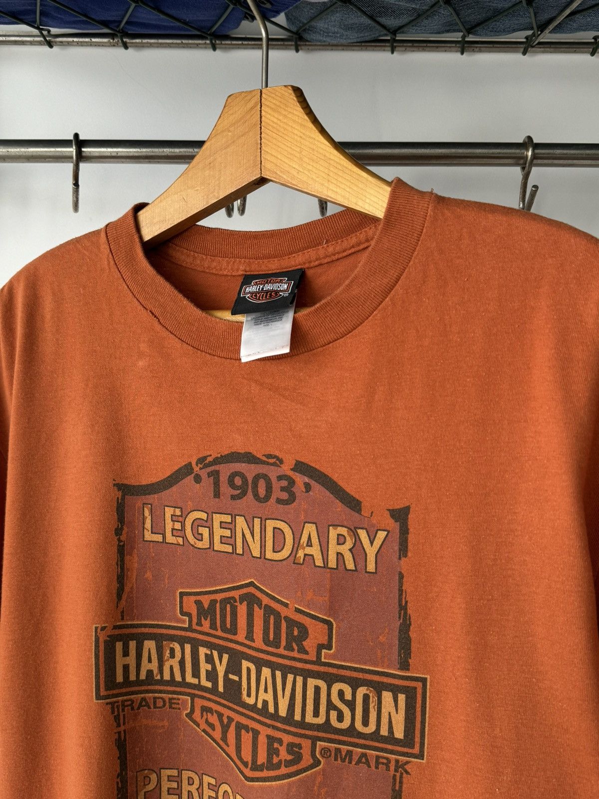 Harley Davidson × Vintage Vintage 2009 Harley Davidson ‘Jamestown’ Orange T-Shirt Size US L / EU 52-54 / 3 - 6 Thumbnail