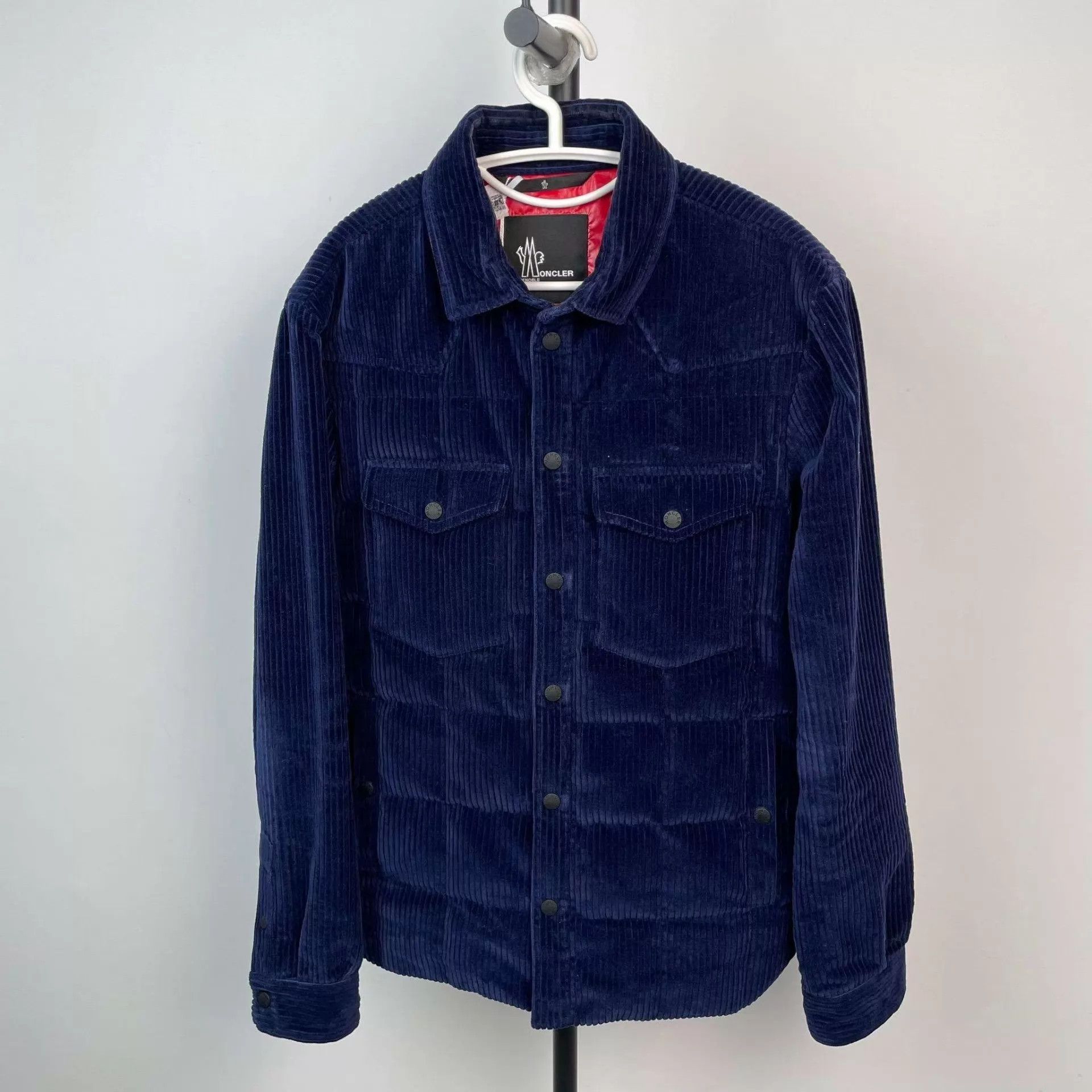 Moncler Moncler corduroy lightweight down jacket navy 3 2020 Size US L / EU 52-54 / 3 - 1 Thumbnail