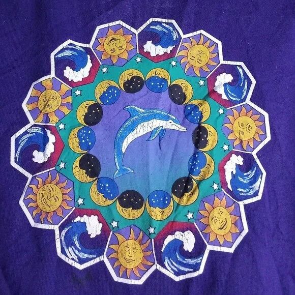 Other Vintage Dolphin Ocean Moon Phase Mandala Crewneck Sweatshirt Size US XL / EU 56 / 4 - 1 Thumbnail