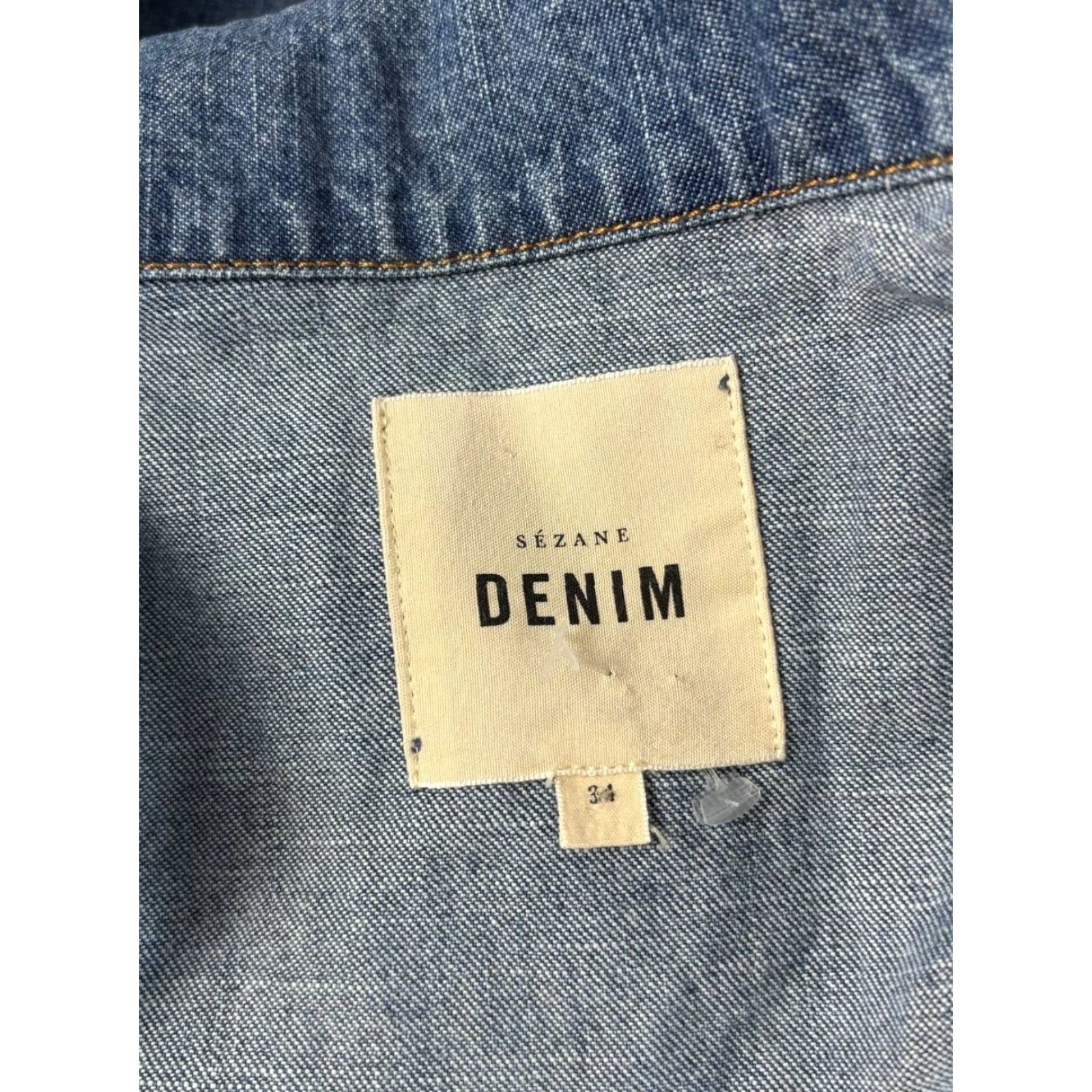 Denime Sezane Womens Trucker Jacket Denim Blue Size 34 Regular Long Sleeve Cotton Lining Buttons Zip Jacket Mens? Size XXS / US 00 / IT 34 - 3 Thumbnail