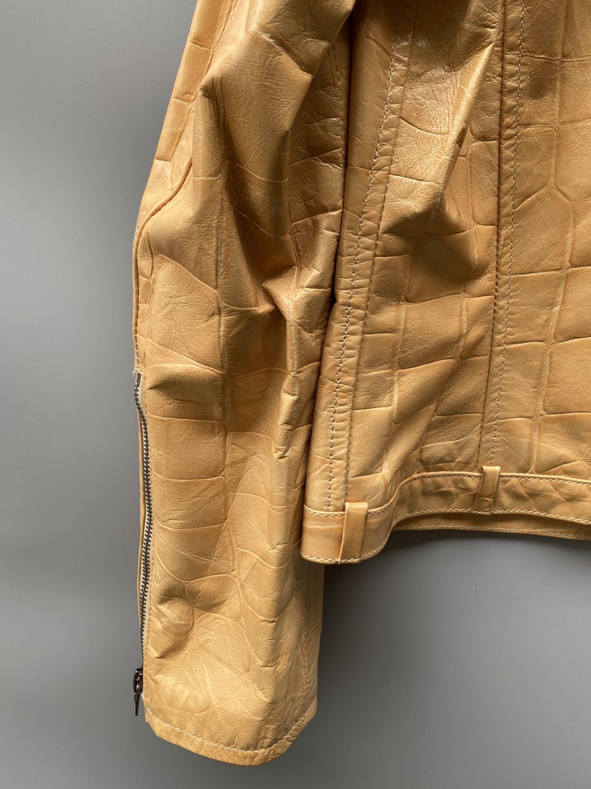 KEITAMARUYAMA 2000s Embossed Croc Effect - Leather Trucker Jacket Size S / US 4 / IT 40 - 15 Thumbnail