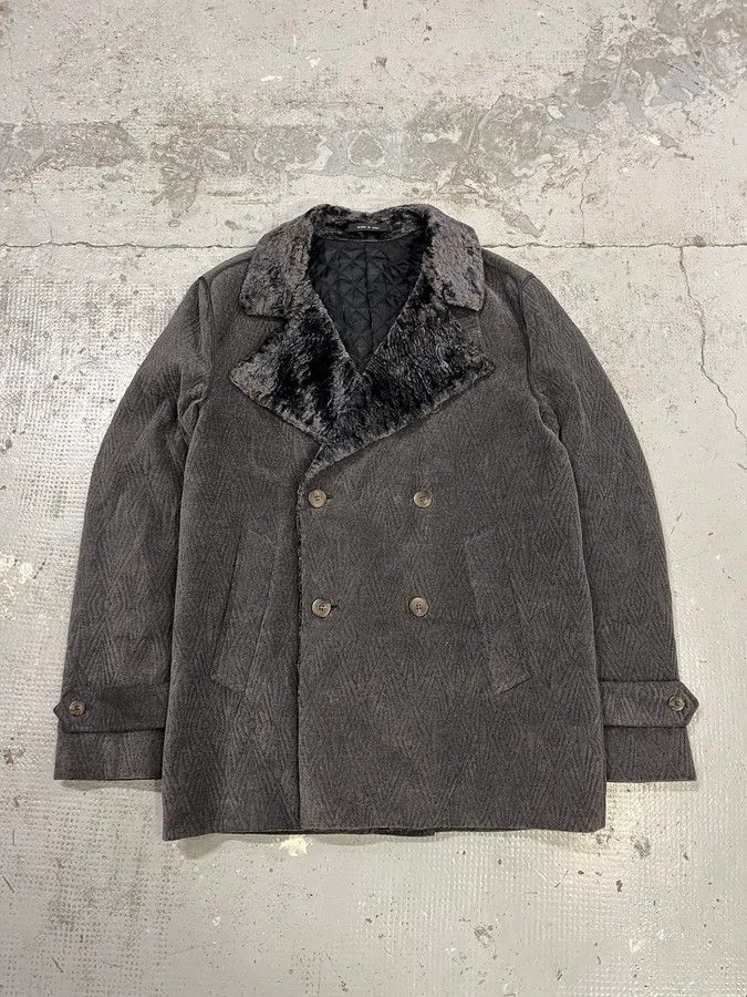 Emporio Armani 2010s Emporio Armani Iridescent Faux Fur Collar Grey Coat Size US M / EU 48-50 / 2 - 3 Thumbnail