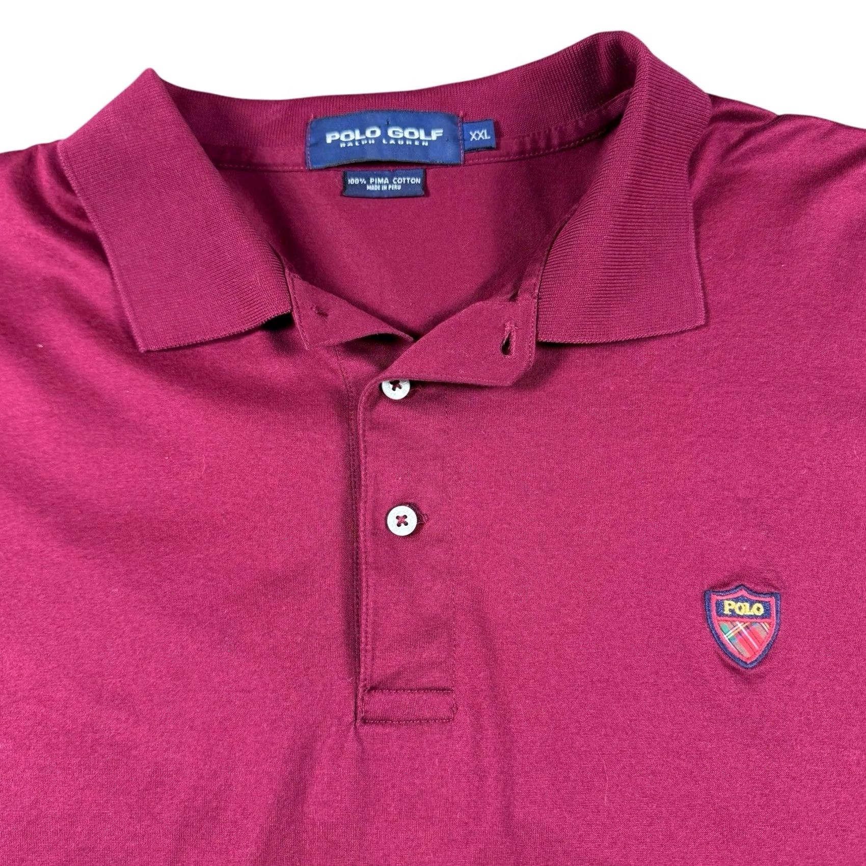 Ralph Lauren VINTAGE Ralph Lauren Polo Golf Shirt Mens XXL Crest Pima Cotton Stretch Preppy Red Size US XXL / EU 58 / 5 - 2 Thumbnail