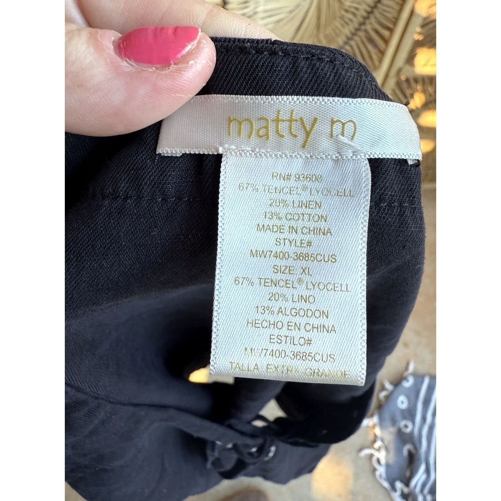 Vintage Matty M Blouse Linen Blend Black Top XL Women Casual Size XL / US 12-14 / IT 48-50 - 4 Thumbnail