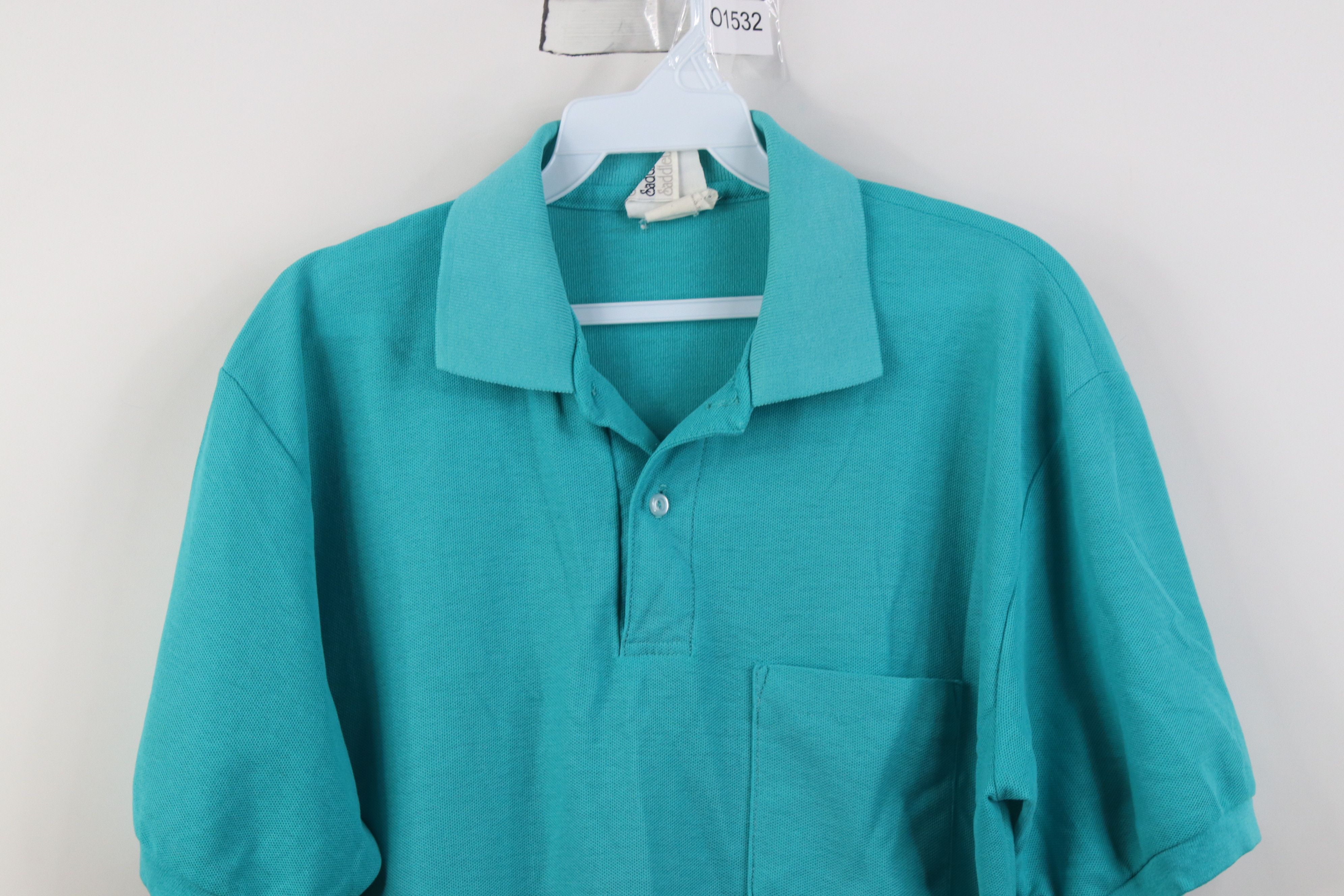 Vintage Vintage 70s 80s Streetwear Blank Knit Golf Polo Shirt Teal Size US L / EU 52-54 / 3 - 2 Thumbnail