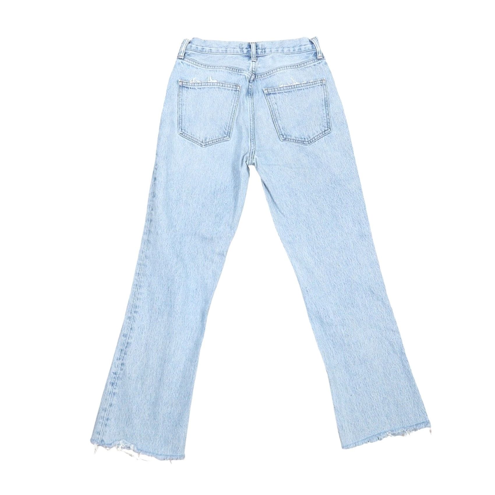 Agolde AGOLDE Jeans Light Wash Blue Denim Ripped Knee Straight Leg 25 Womens High Rise Button Fly Modern Clean Straight Size 42" / US 20 - 3 Thumbnail