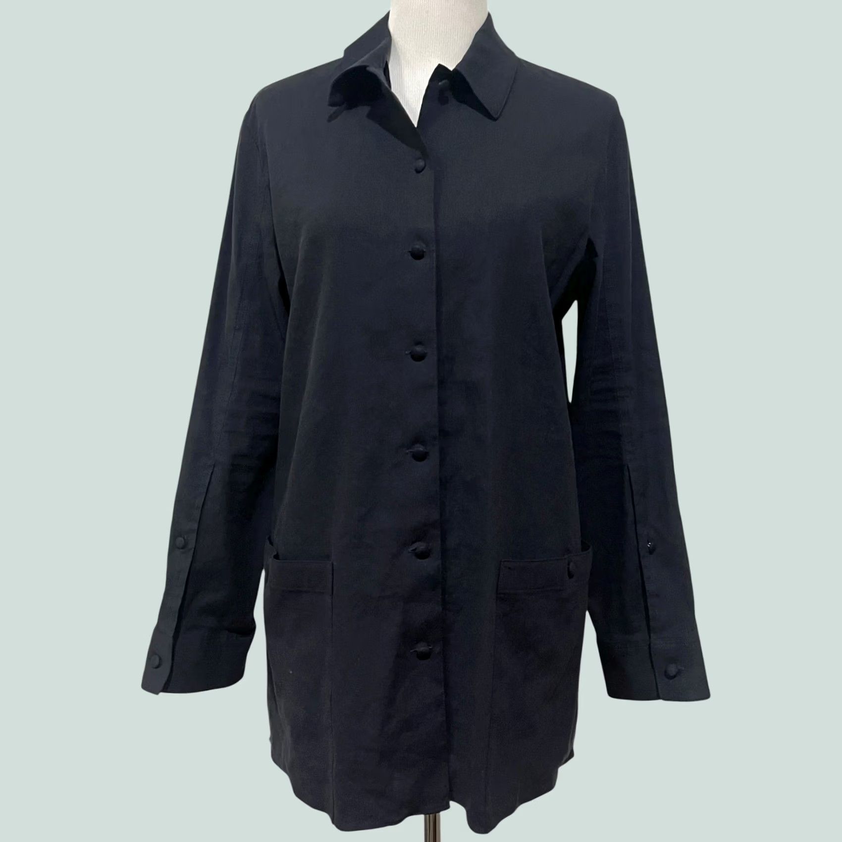 Theory VINTAGE Theory Linen Blend Shirt Jacket Tunic Dark Navy Minimalist Button Up Women’s M Size M / US 6-8 / IT 42-44 - 1 Thumbnail