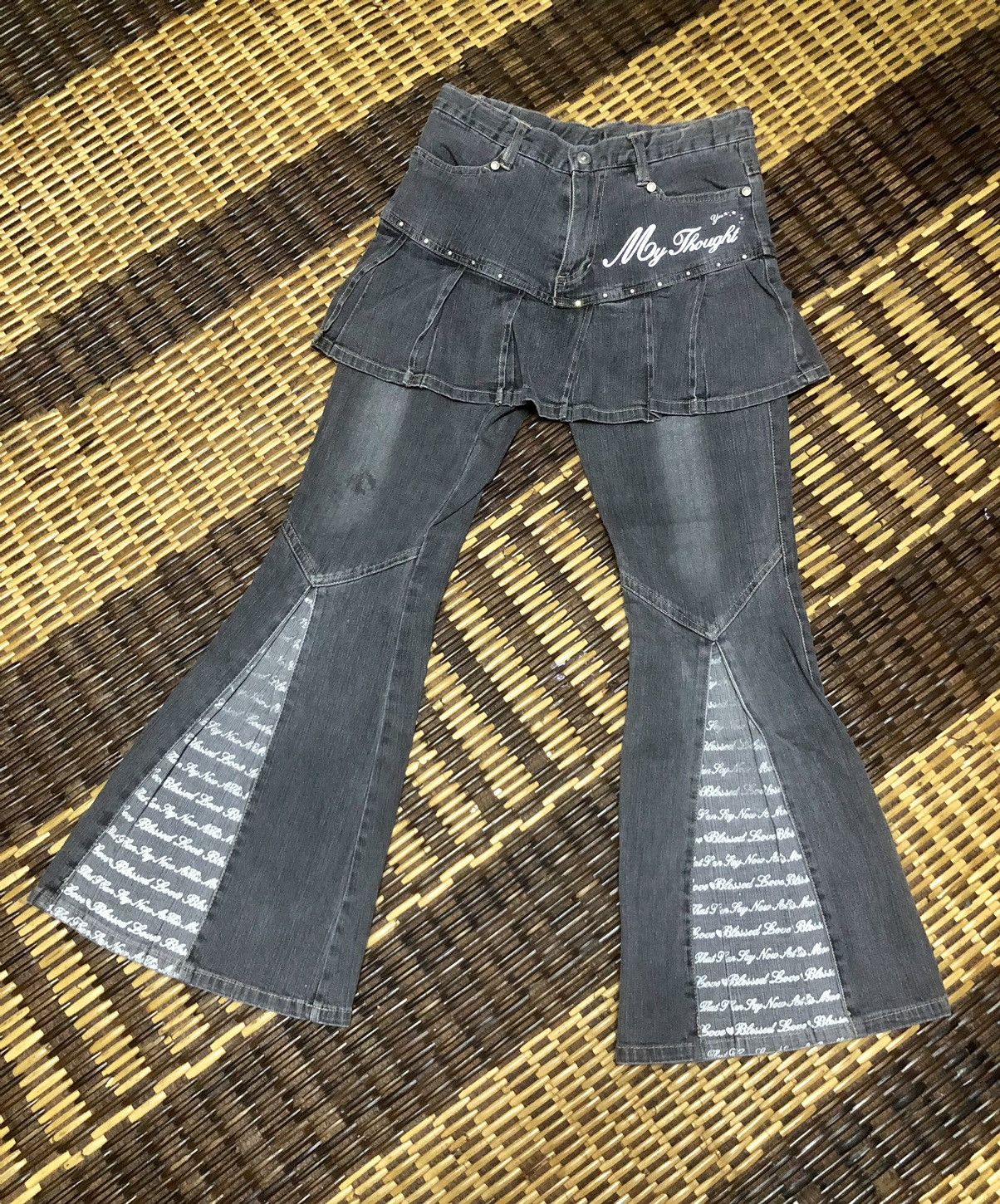 Hysteric Glamour × If Six Was Nine Vintage Denim Skirt Pant Flared Punk Style Size 27" / US 4 / IT 40 - 5 Thumbnail
