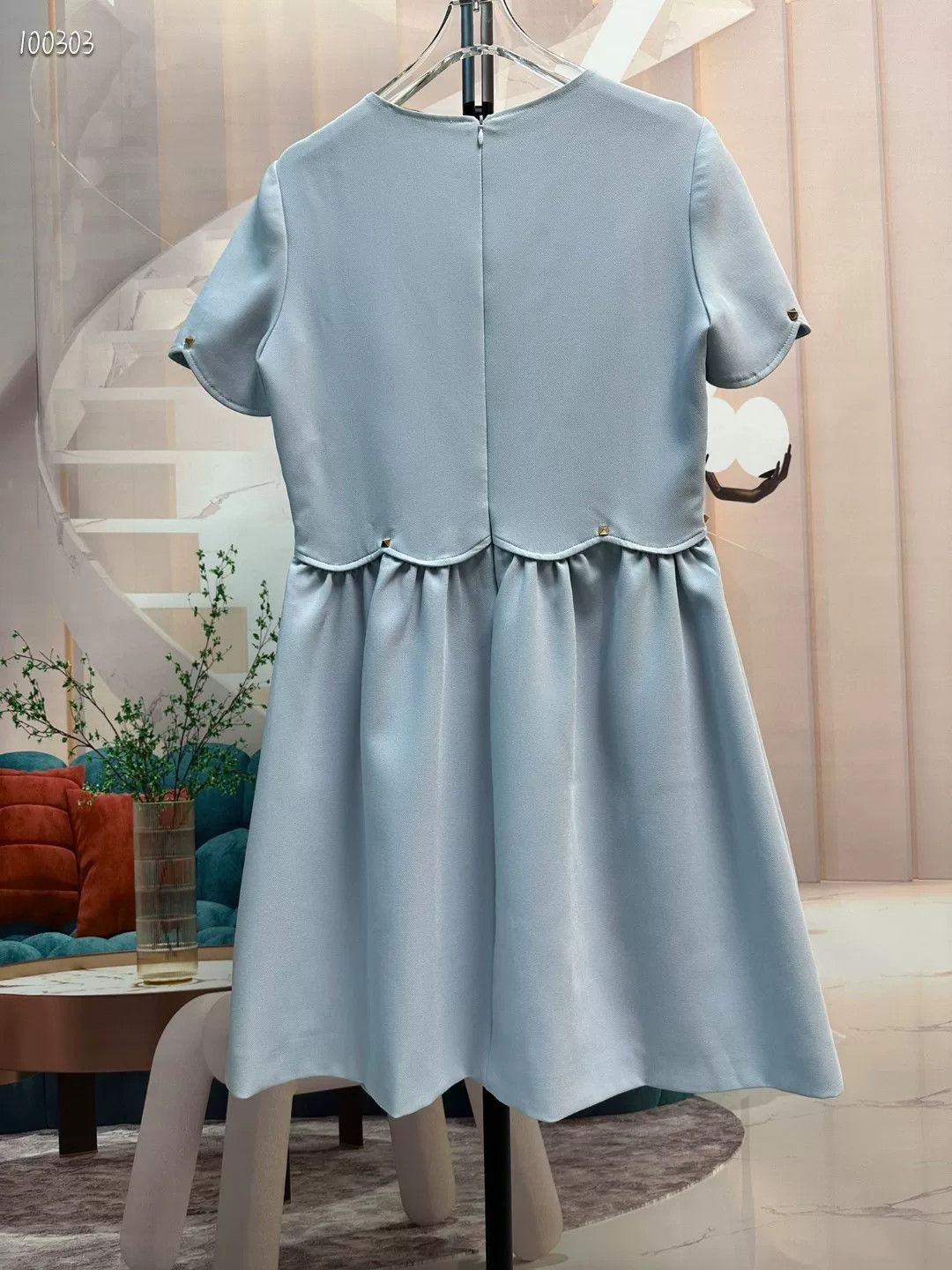 Valentino Blue Fitted Waist Dress - www.threedaughtersproperties.com