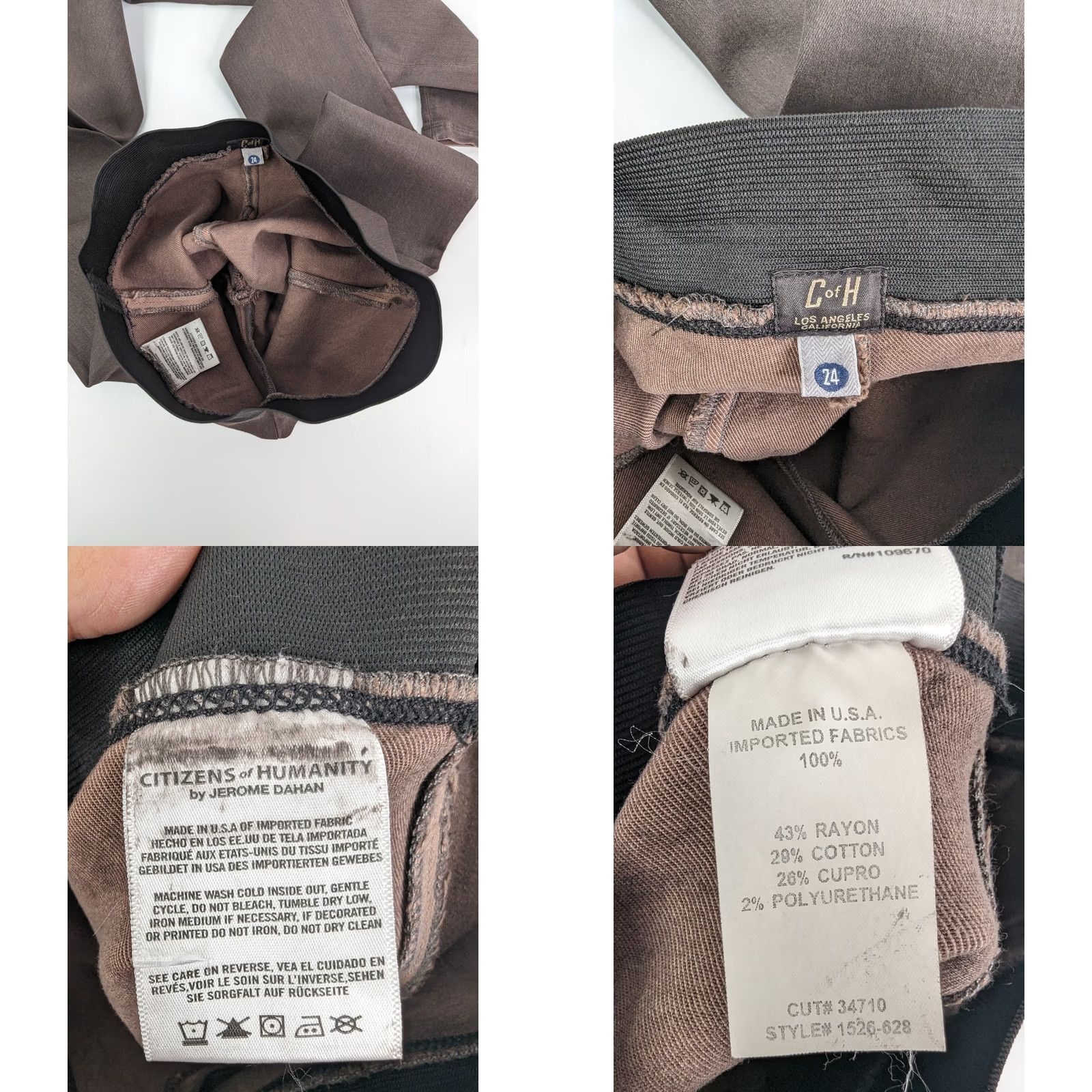 Citizens Of Humanity Citizens of Humanity Greyson in Brown Coated Suedette Legging Jeans 24 1526 Skinny & Slim Women Size 42" / US 20 - 8 Thumbnail
