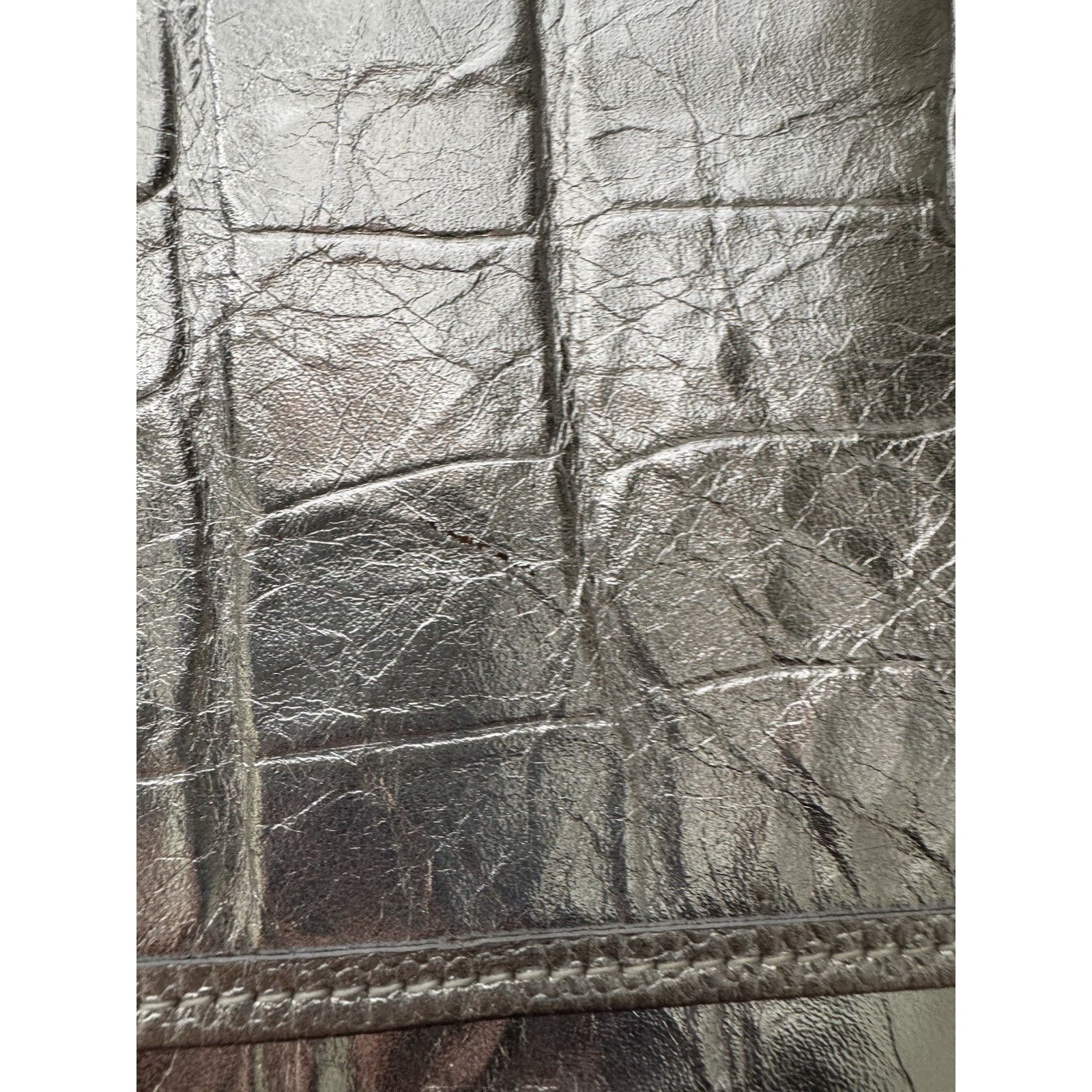 Vintage CARLOS FALCHI Silver Alligator Crocodile Extra Large Clutch Size ONE SIZE - 7 Thumbnail