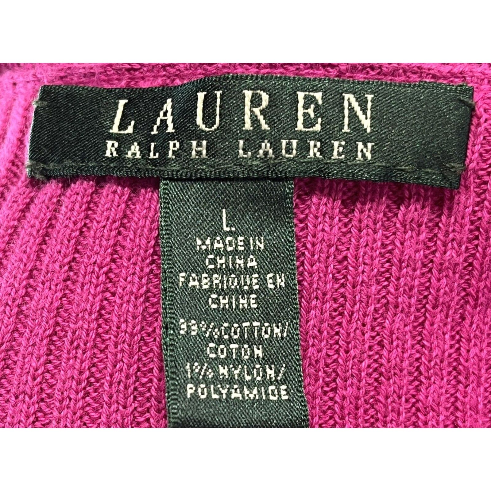 Ralph Lauren LAUREN RALPH LAUREN Fuchsia Ribbed Sweater Large Womens V-Neck Long Sleeve Pullover Stretch Fitted Size L / US 10 / IT 46 - 6 Thumbnail
