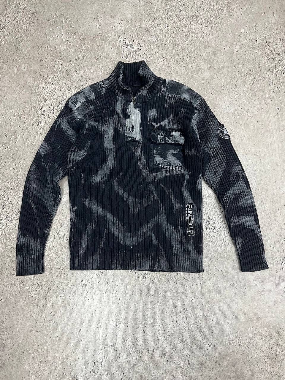 Japanese Brand Vintage Y2K Diesel Style Washed Grey 3/4 Zip Sweater Size US M / EU 48-50 / 2 - 1 Thumbnail