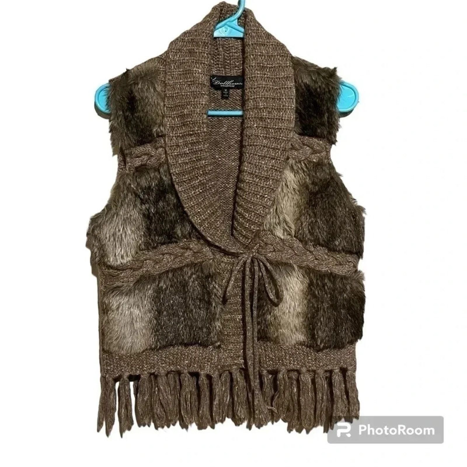 Other Dollhouse Faux Fur Knit Blend Cropped Fringe Vest sz M Boho Size M / US 6-8 / IT 42-44 - 1 Thumbnail