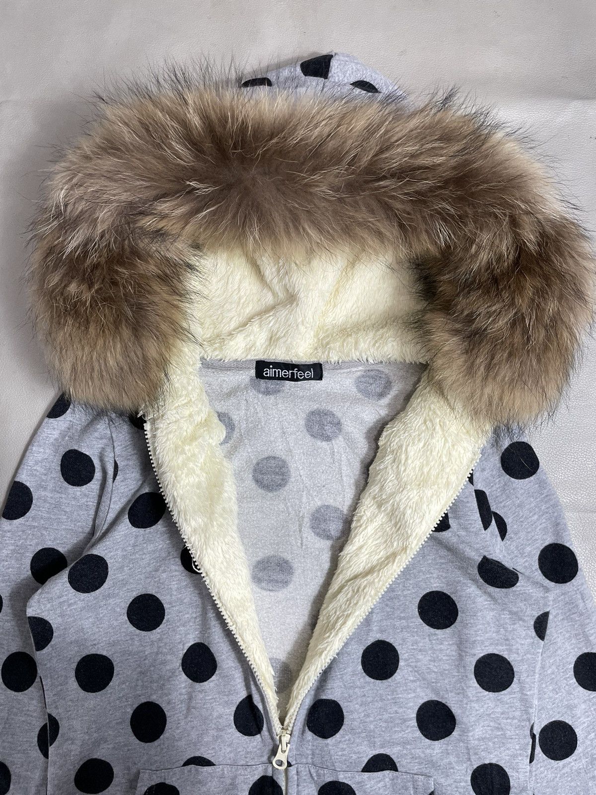 Hysteric Glamour Japanese Faux Fur zip Hoodie Polkadot gothic lgb ifsix style Size US M / EU 48-50 / 2 - 4 Thumbnail