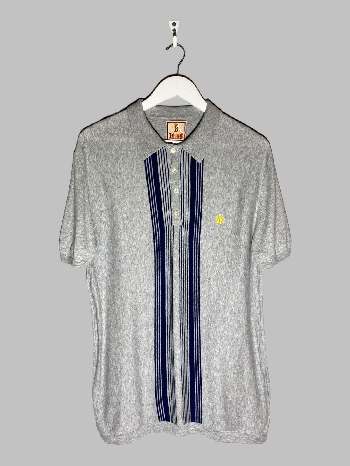 Baracuta Vintage Baracuta Knit Polo T-shirt Grey Blue Sripes Size US M / EU 48-50 / 2 - 1 Thumbnail