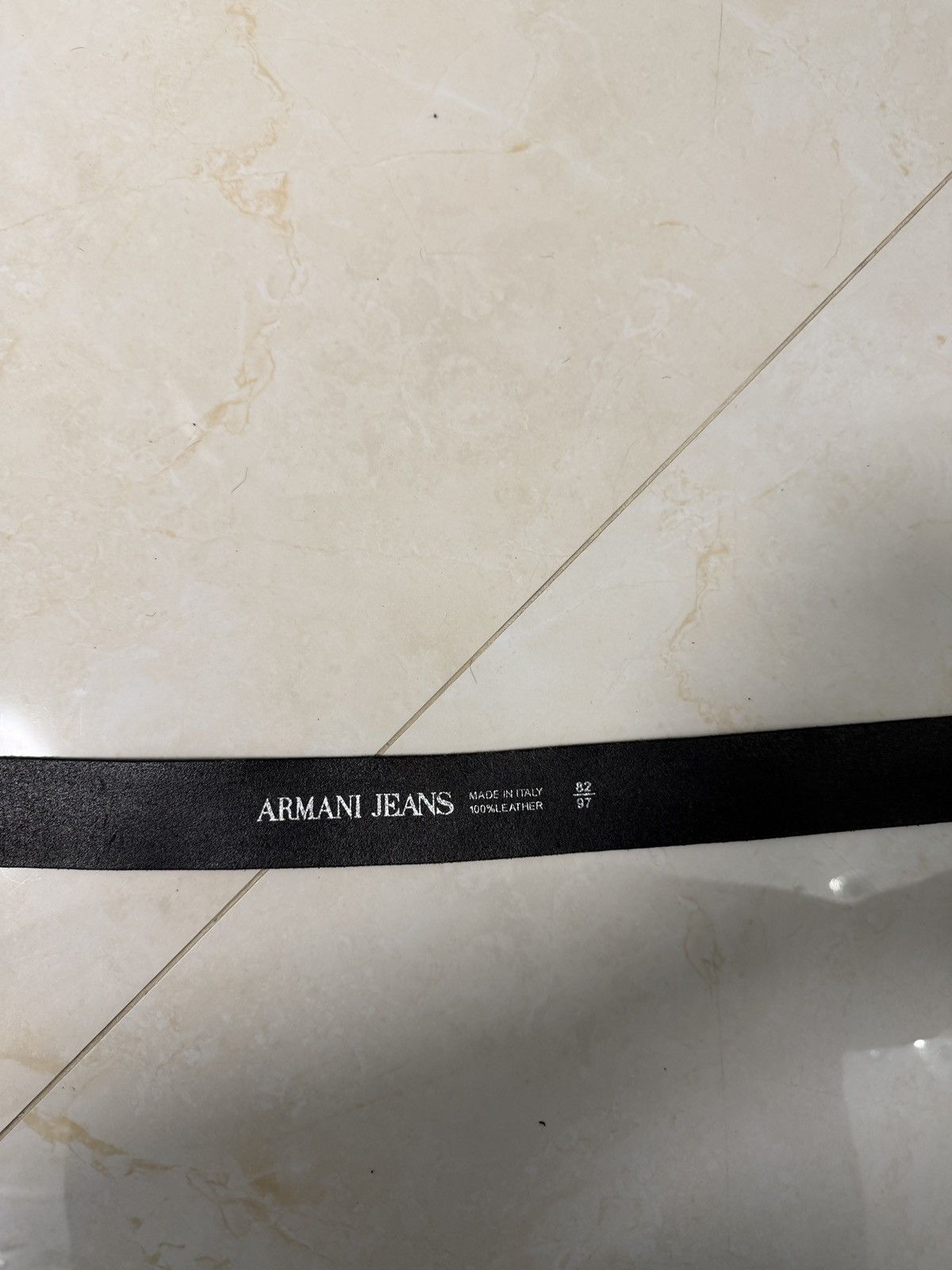Armani Vintage Armani Jeans Leather Black Y2K Belt Rare Buckle Logo Size ONE SIZE - 8 Thumbnail