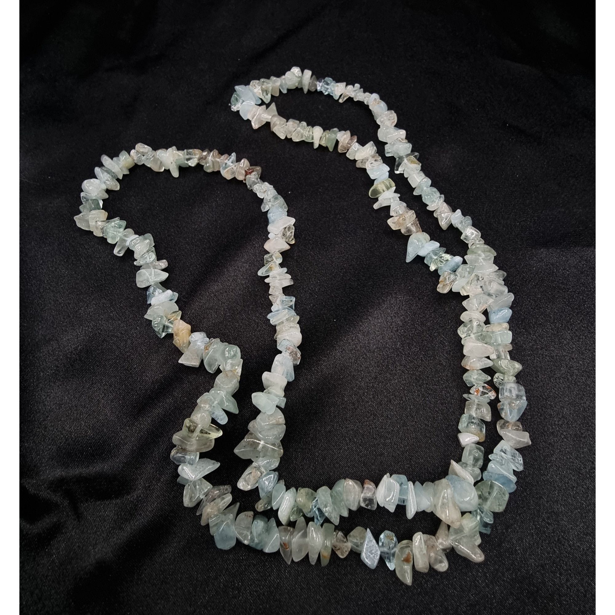 Vintage Long Natural Aquamarine Chip Bead Necklace Size ONE SIZE - 3 Thumbnail