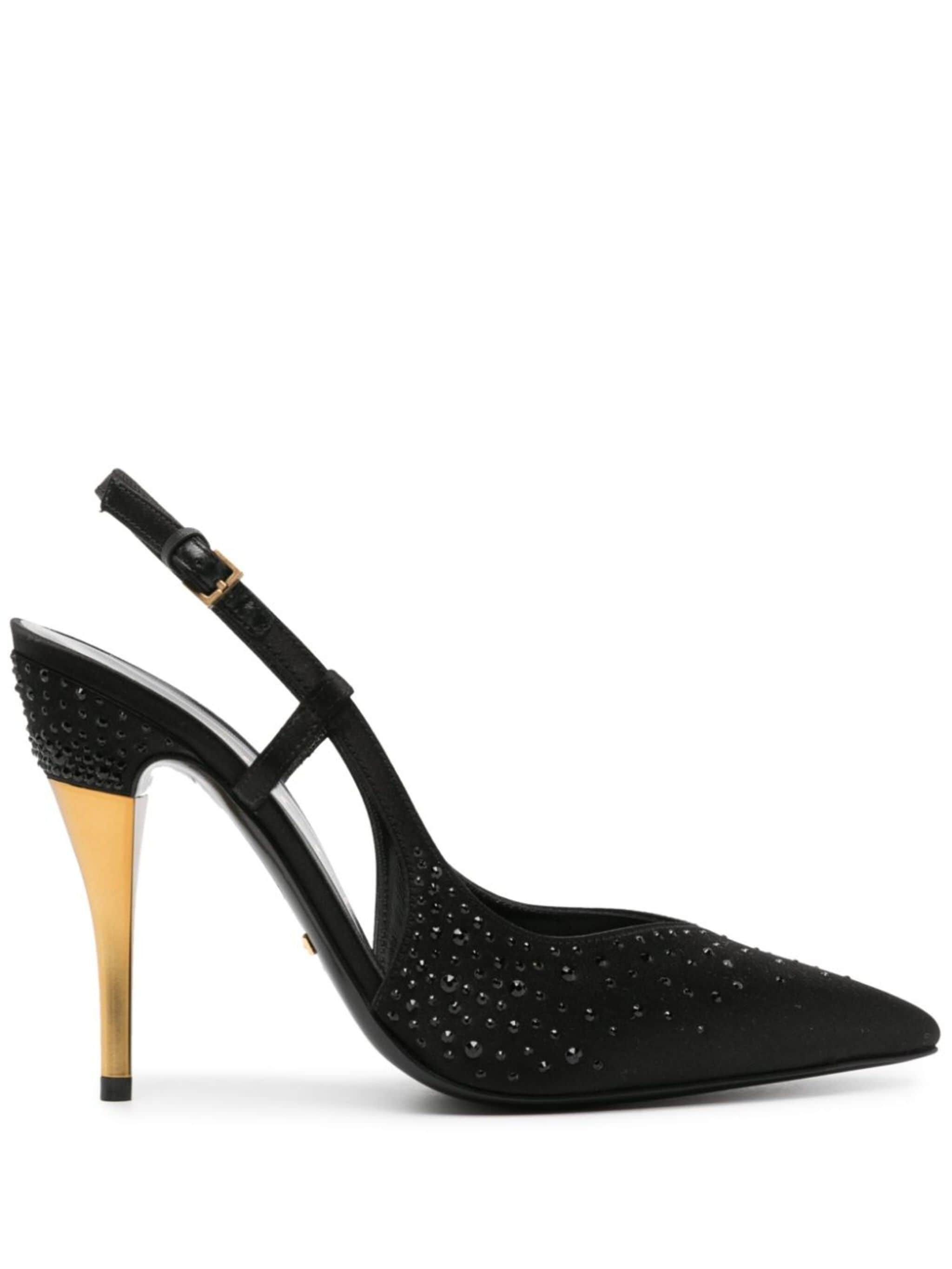 Gucci crystal-embellished 75mm slingback pumps SIZE 40
