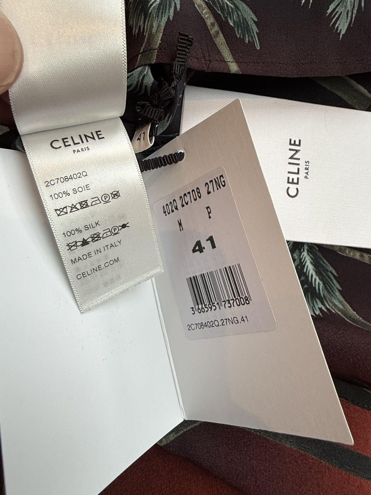 Celine $1.6k SS22 Celine Tailcoat palm tree Shirt in Silk Hedi 41 Size US L / EU 52-54 / 3 - 14 Thumbnail