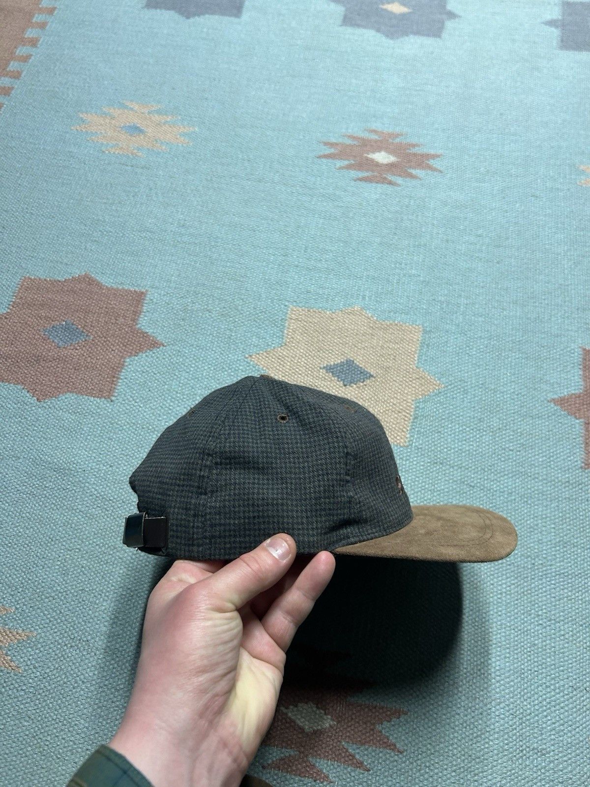 Vintage Vtg strapback hat Secura insurance houndstooth suede bill Size ONE SIZE - 8 Thumbnail