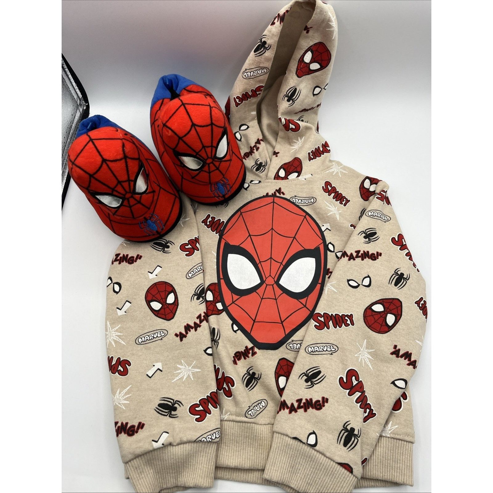 Marvel Comics Marvel Spider-Man Boys Hoodie Size 6 & Spider-Man Slippers Size ONE SIZE - 3 Thumbnail
