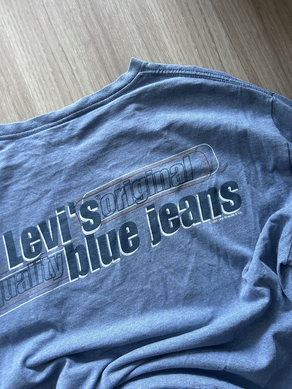 Levi's Vintage 90s Levi’s "Original Quality Blue Jeans" Blue Tee Size US L / EU 52-54 / 3 - 3 Thumbnail