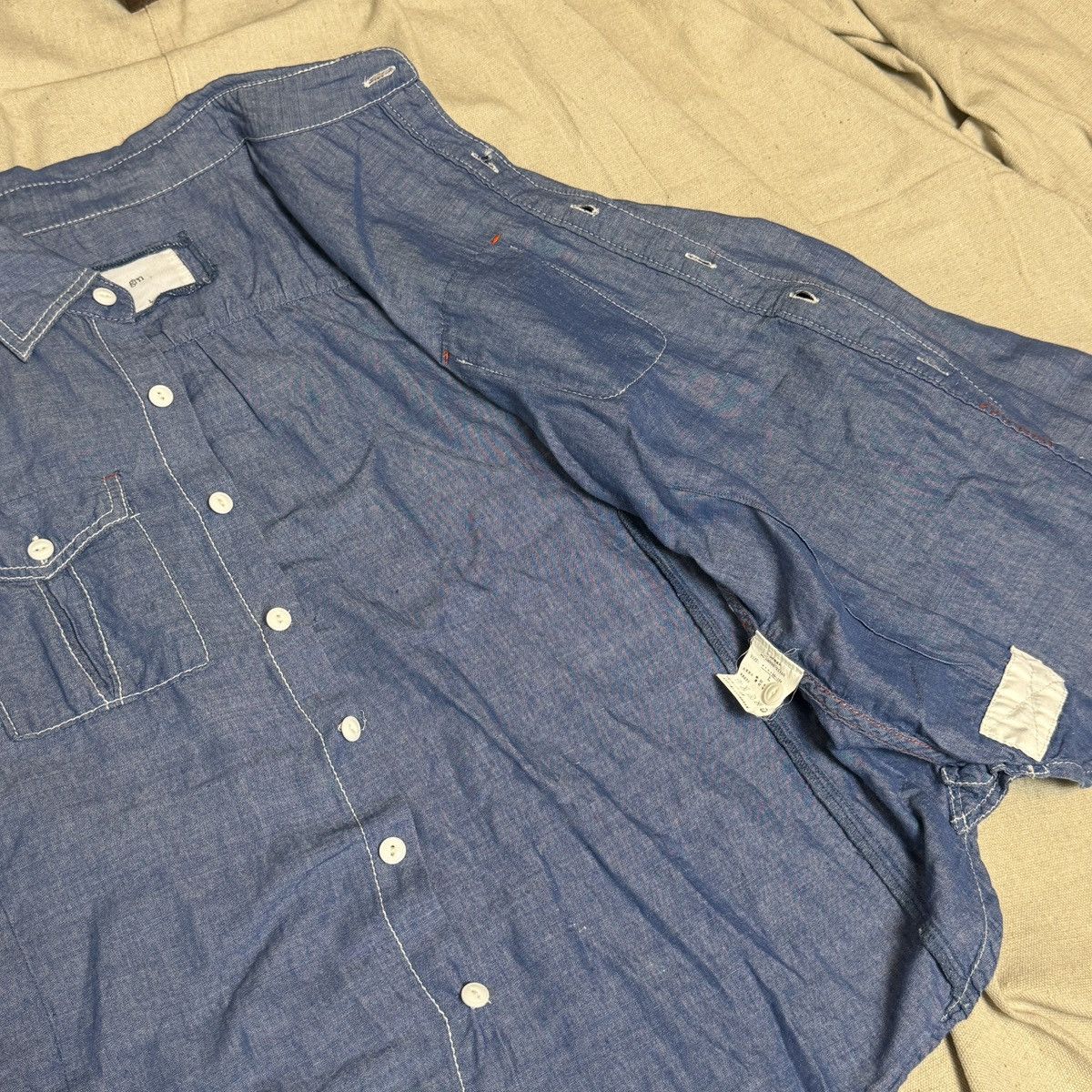 GRN [GRN] Stitched Detail Chambray Work Shirt Size US L / EU 52-54 / 3 - 5 Thumbnail