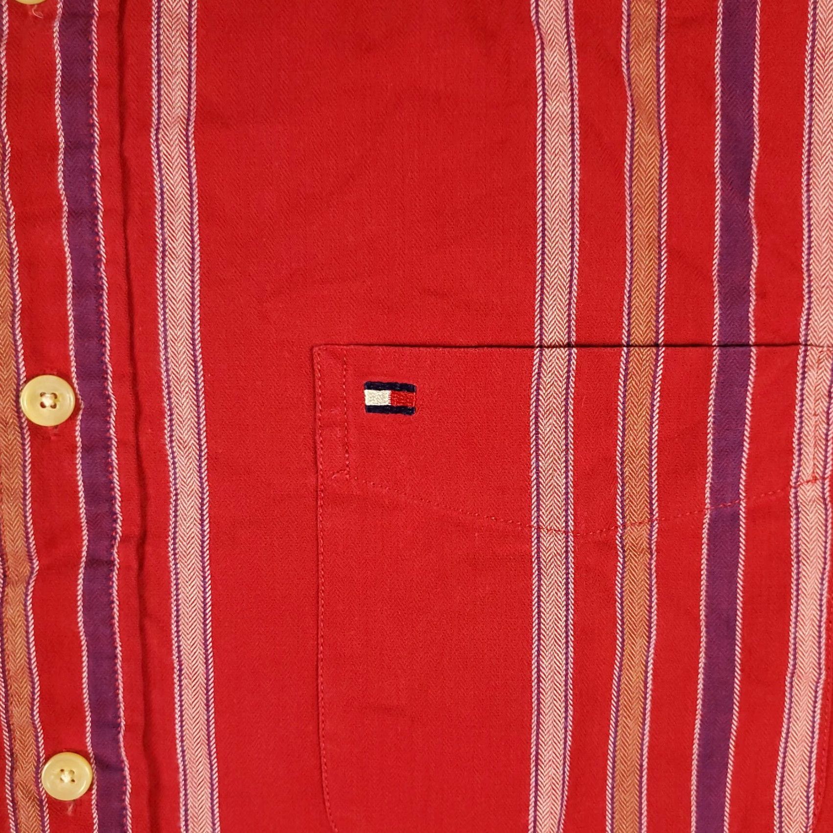 Tommy Hilfiger TOMMY HILFIGER Shirt Men M Red Striped Button-Up Long Sleeve Casual Elegant Classic Shirt Mens Medium Red Striped Button-Down Cotton Size US M / EU 48-50 / 2 - 2 Thumbnail