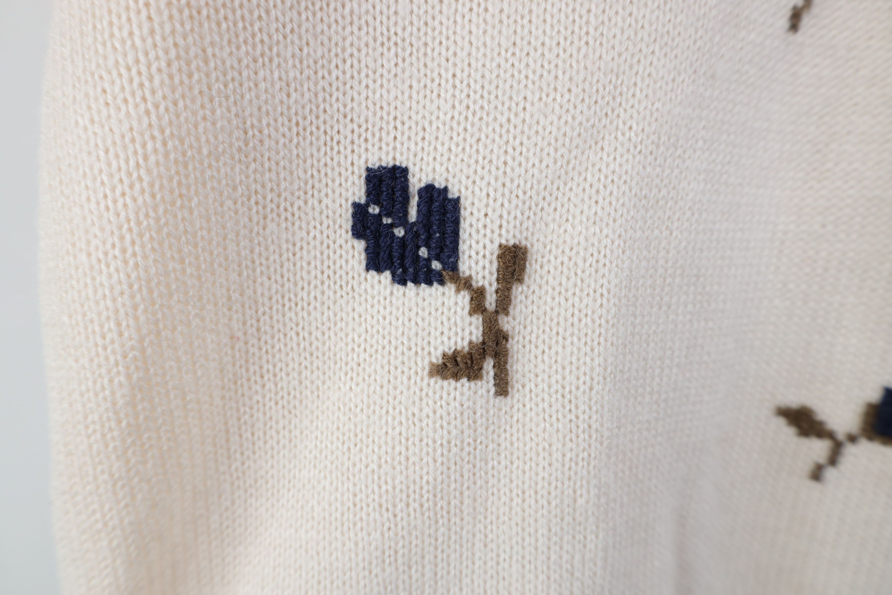 Vintage Vintage 90s Streetwear Needlepoint Flower Ribbed Sweater Size M / US 6-8 / IT 42-44 - 5 Thumbnail