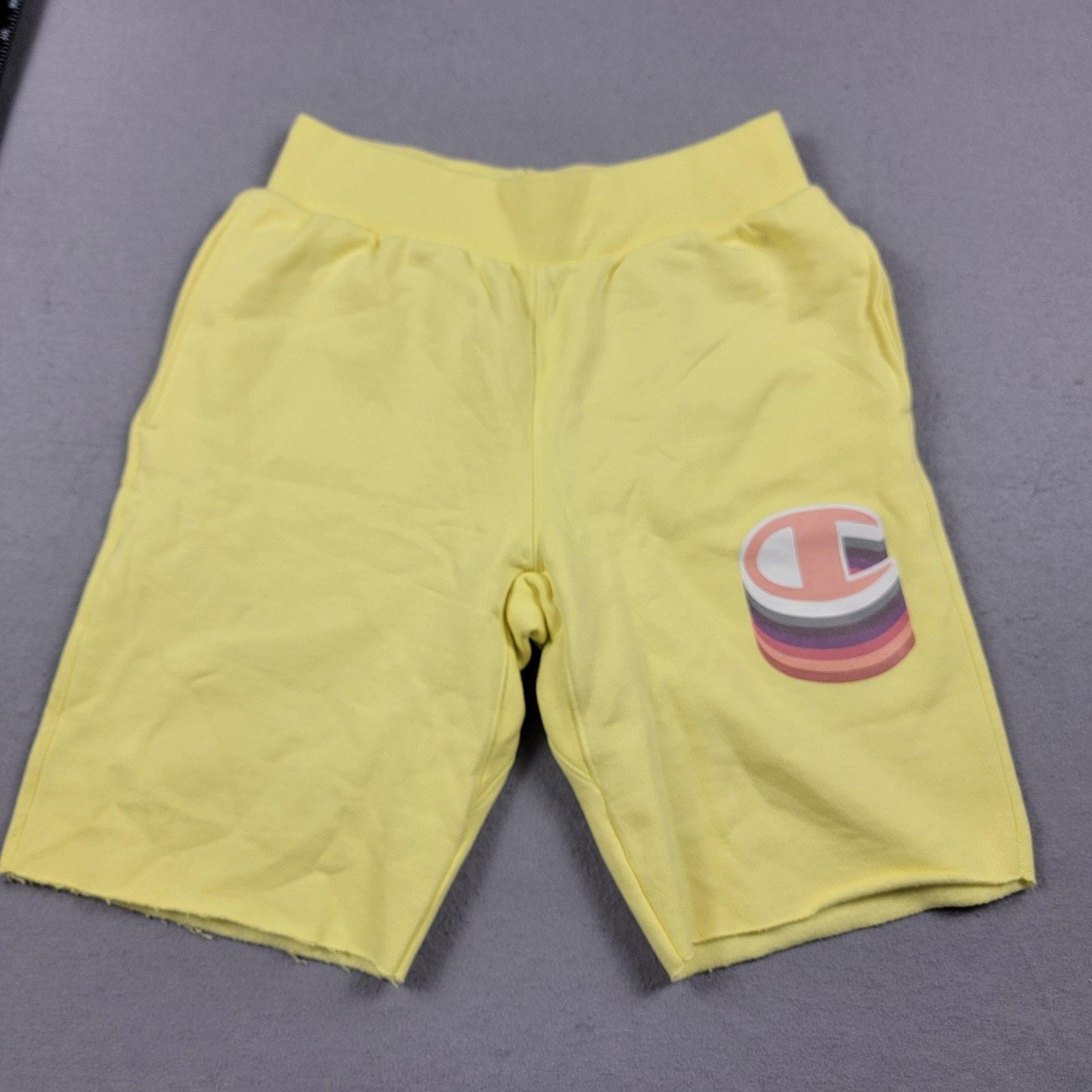 Champion Champion Reverse Weave Shorts Mens M Yellow Cut Off Raw Logo Size US 32 / EU 48 - 1 Thumbnail