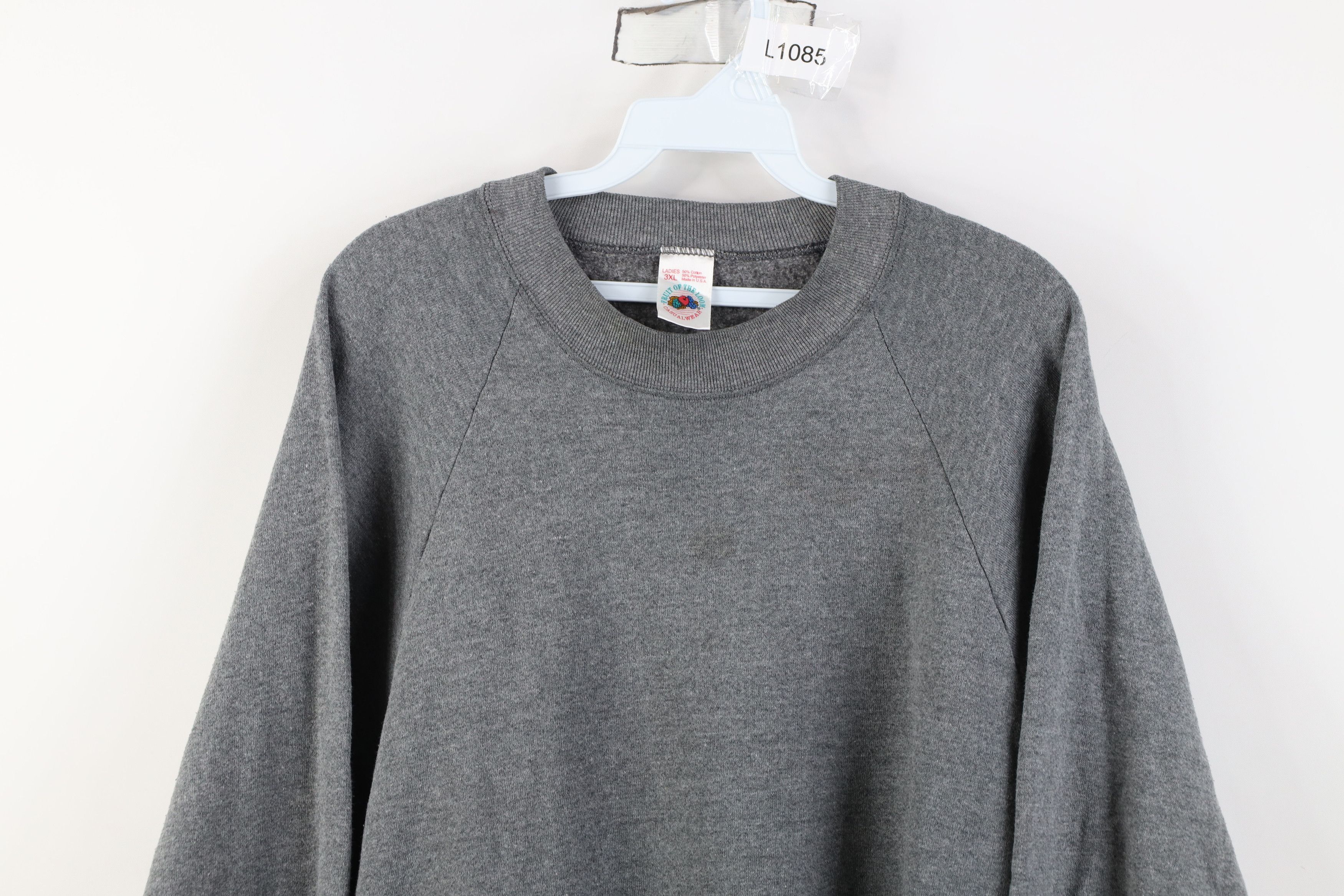 Vintage Vintage 90s Streetwear Blank Crewneck Sweatshirt Gray USA Size 3XL / US 20-22 - 2 Thumbnail