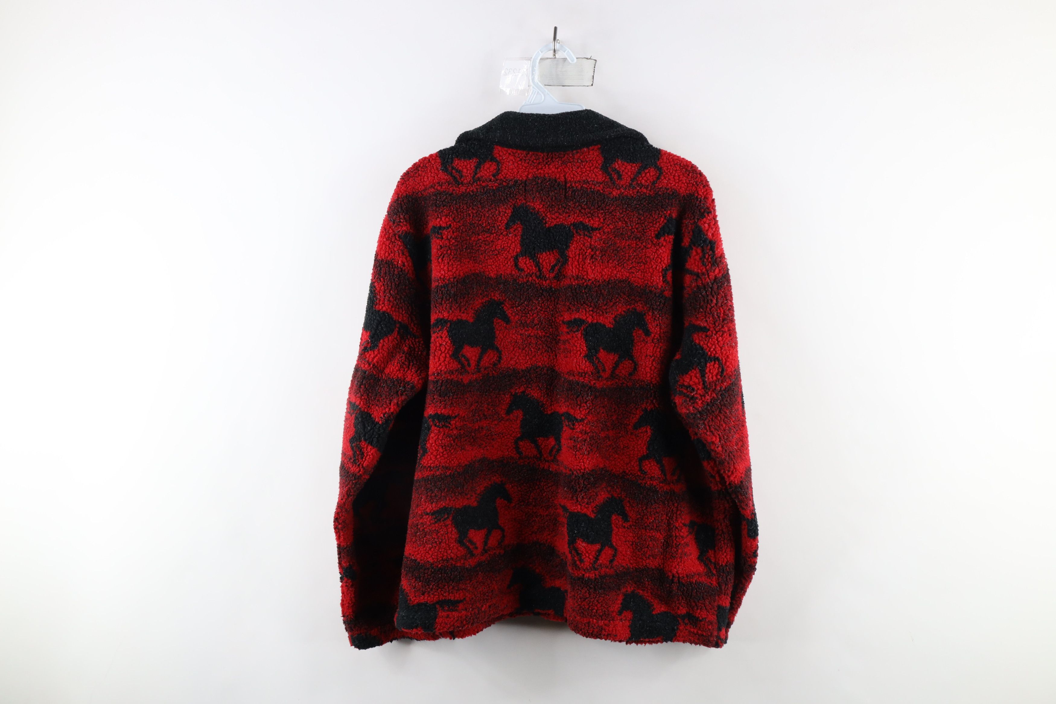 Vintage Vintage 90s Streetwear Fleece All Over Print Horse Jacket Size L / US 10 / IT 46 - 10 Thumbnail