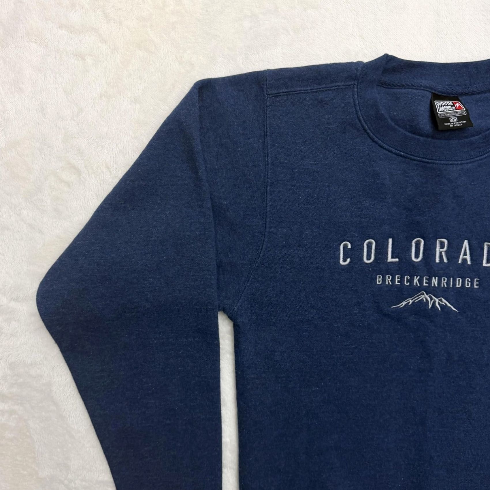 CO Outfitter Trading Co Sweatshirt Mens XS Blue Colorado Breckenridge Crewneck Graphic Print Embroidered Fleece Pullover All Seasons Size US XS / EU 42 / 0 - 5 Thumbnail