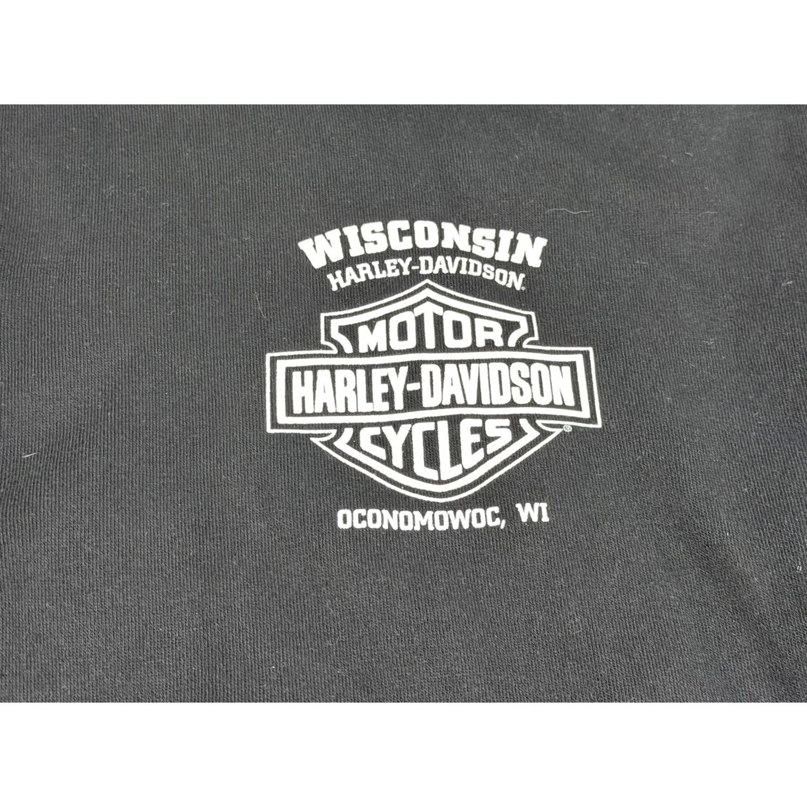 Harley Davidson Harley-Davidson Sweatshirt 2XL Black Pullover 1/4 Zip Skull Eagle Wisconsin Men Long Sleeve Graphic Print Shirt Size US XXL / EU 58 / 5 - 3 Thumbnail